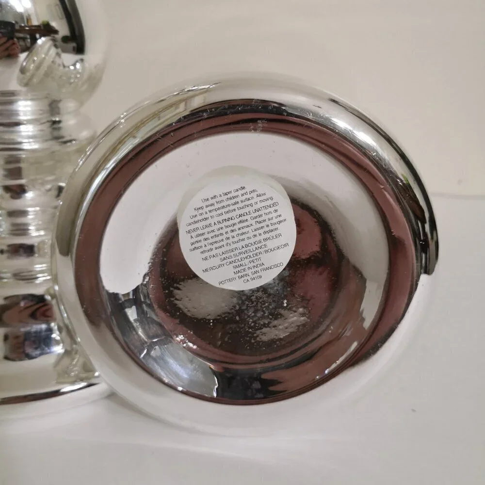 Pottery Barn Antique Mercury Glass Candle Stick Holders Set of 2